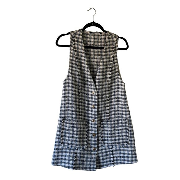 NWT Zara NEW Textured Tweed Textured Pinafore Dress Patch Pockets Vest - Picture 3 of 8